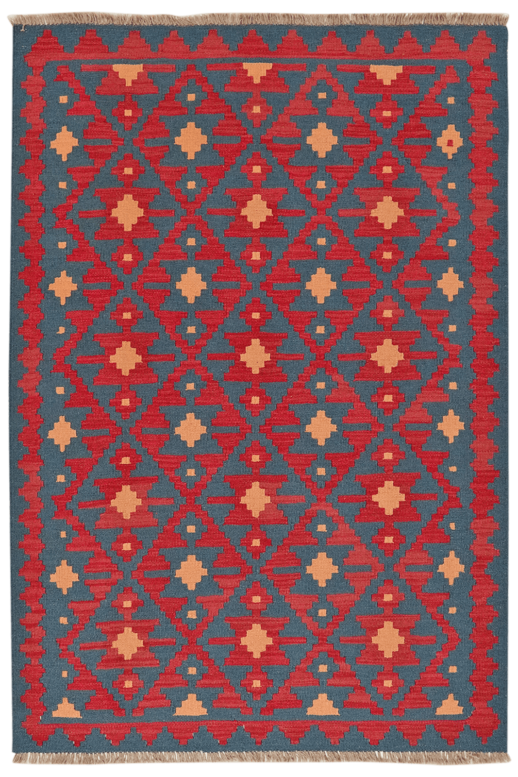 Kelim Gashgai — Handmade, 123x180 cm, Red, 100% Virgin Wool | Main view