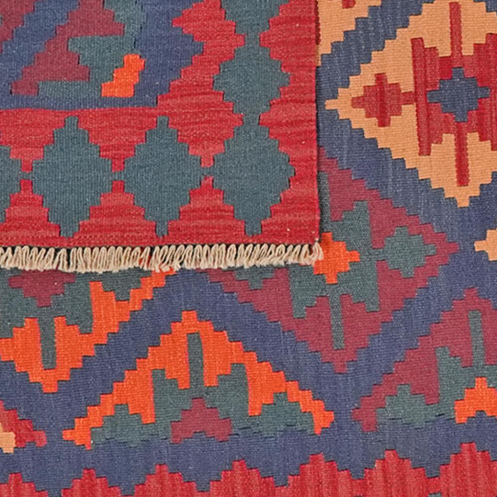 Kelim Gashgai — Handmade, 122x184 cm, Blue, 100% Virgin Wool | View 6