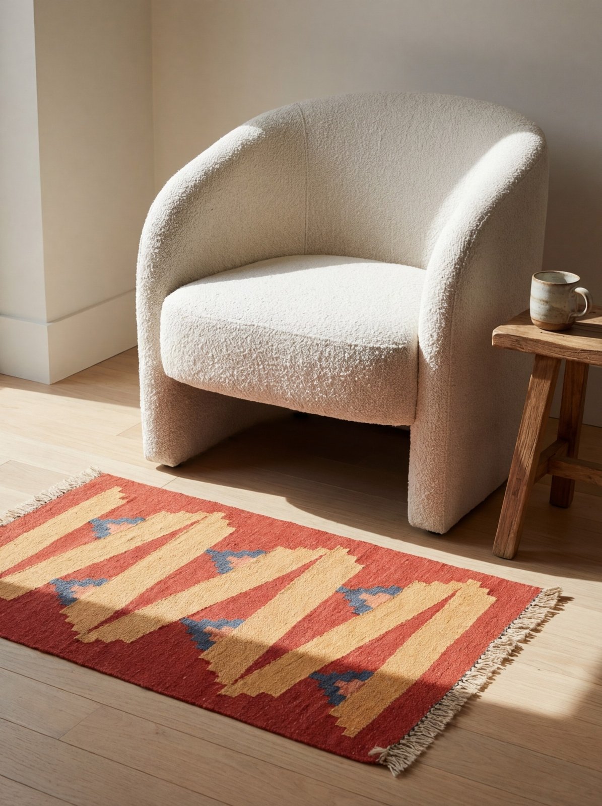 Kelim Gashgai — Handmade, 43x59 cm, Multicolor, 100% Virgin Wool | Detail view