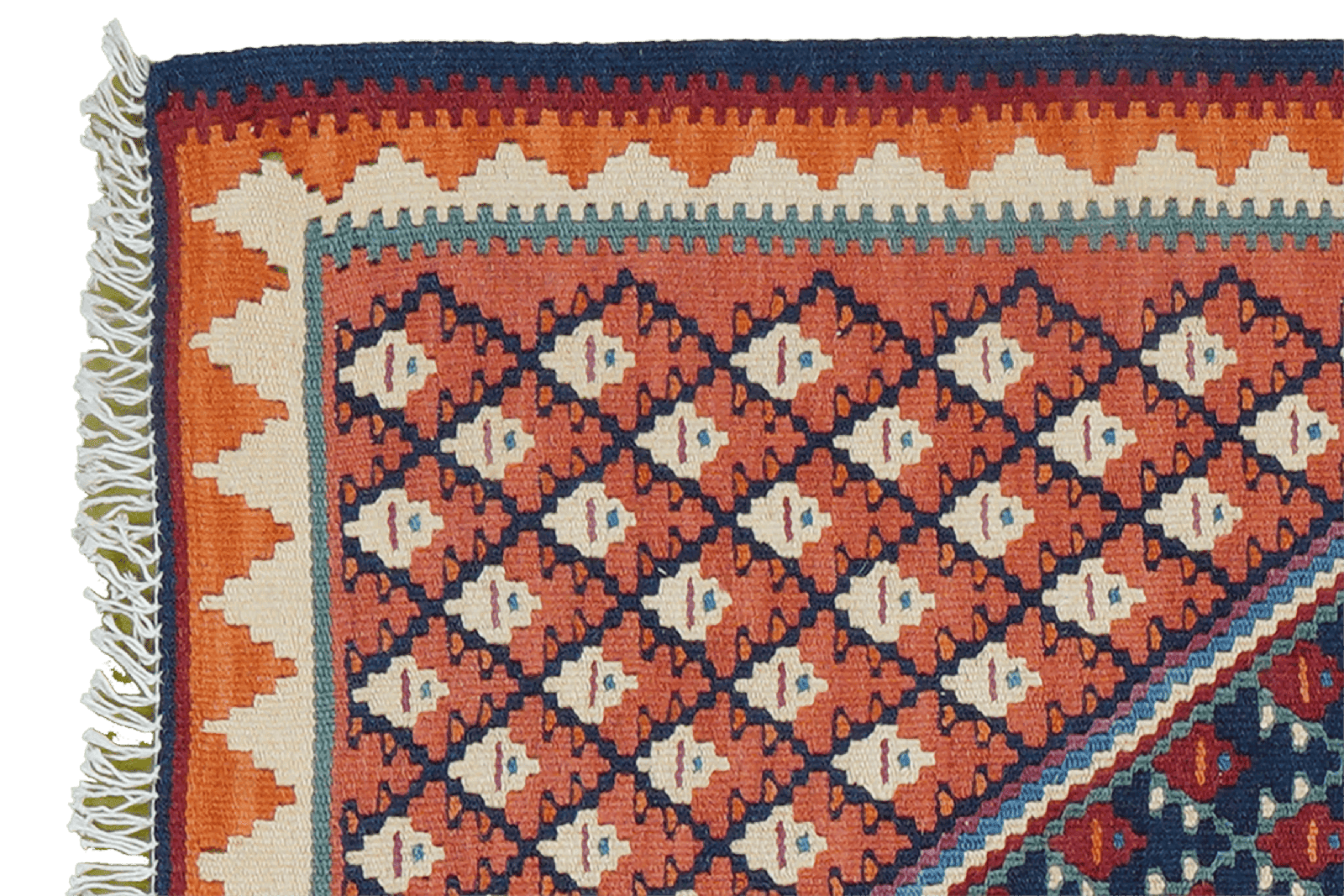 Kelim Senneh — Handmade, 62x87 cm, Red, 100% Virgin Wool | View 3