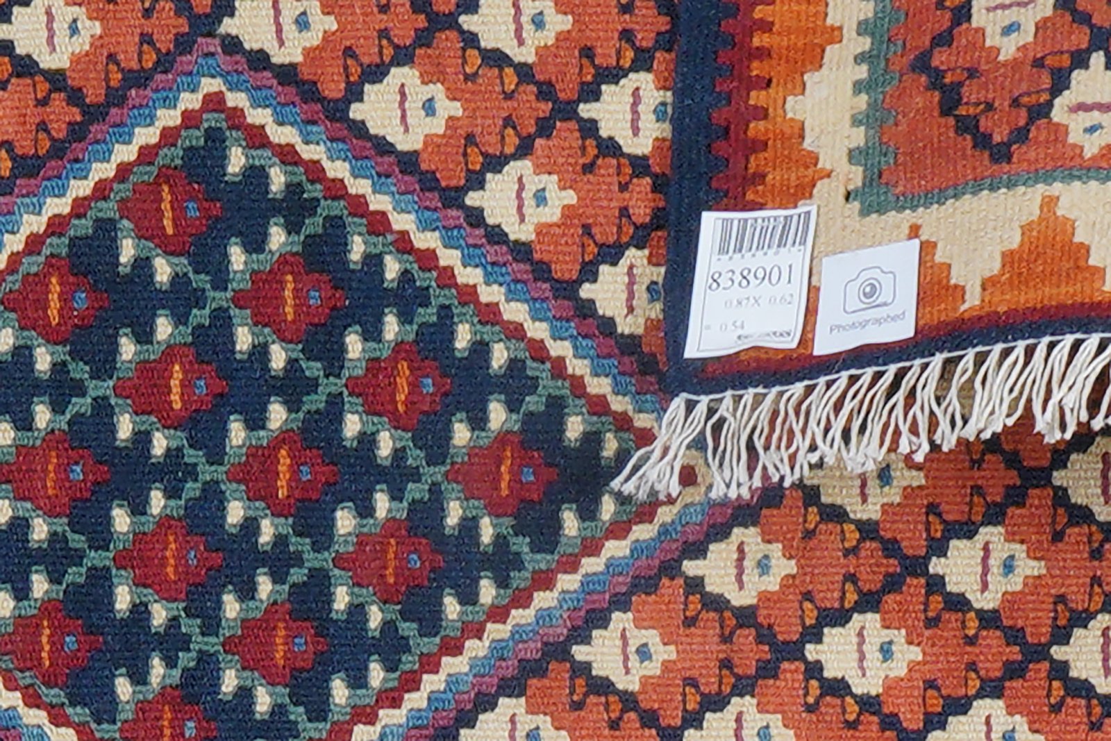 Kelim Senneh — Handmade, 62x87 cm, Red, 100% Virgin Wool | View 5