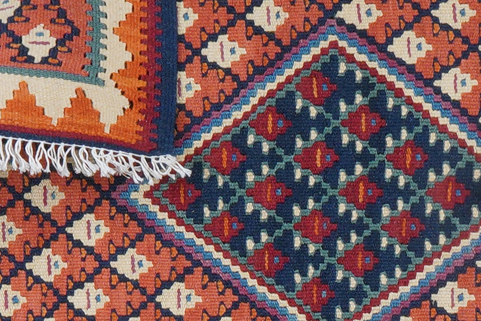 Kelim Senneh — Handmade, 62x87 cm, Red, 100% Virgin Wool | View 7
