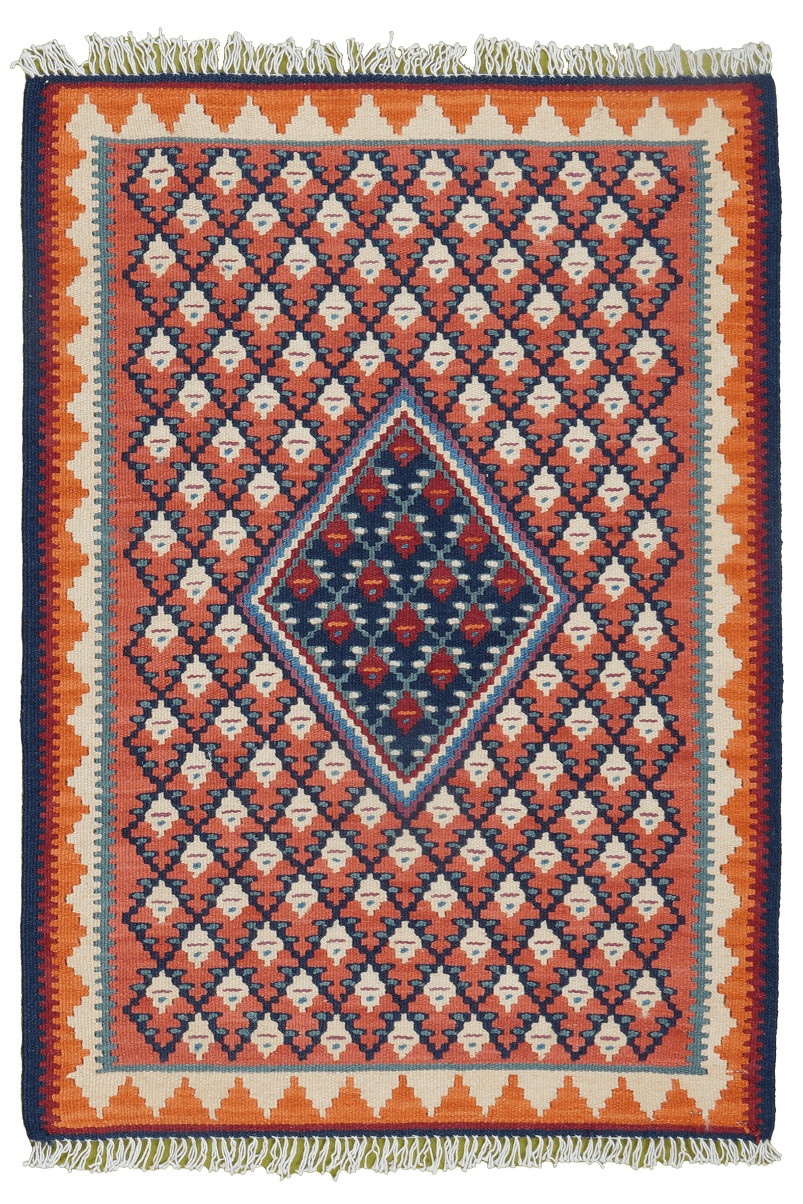 Kelim Senneh — Handmade, 62x88 cm, Red, 100% Virgin Wool | Main view