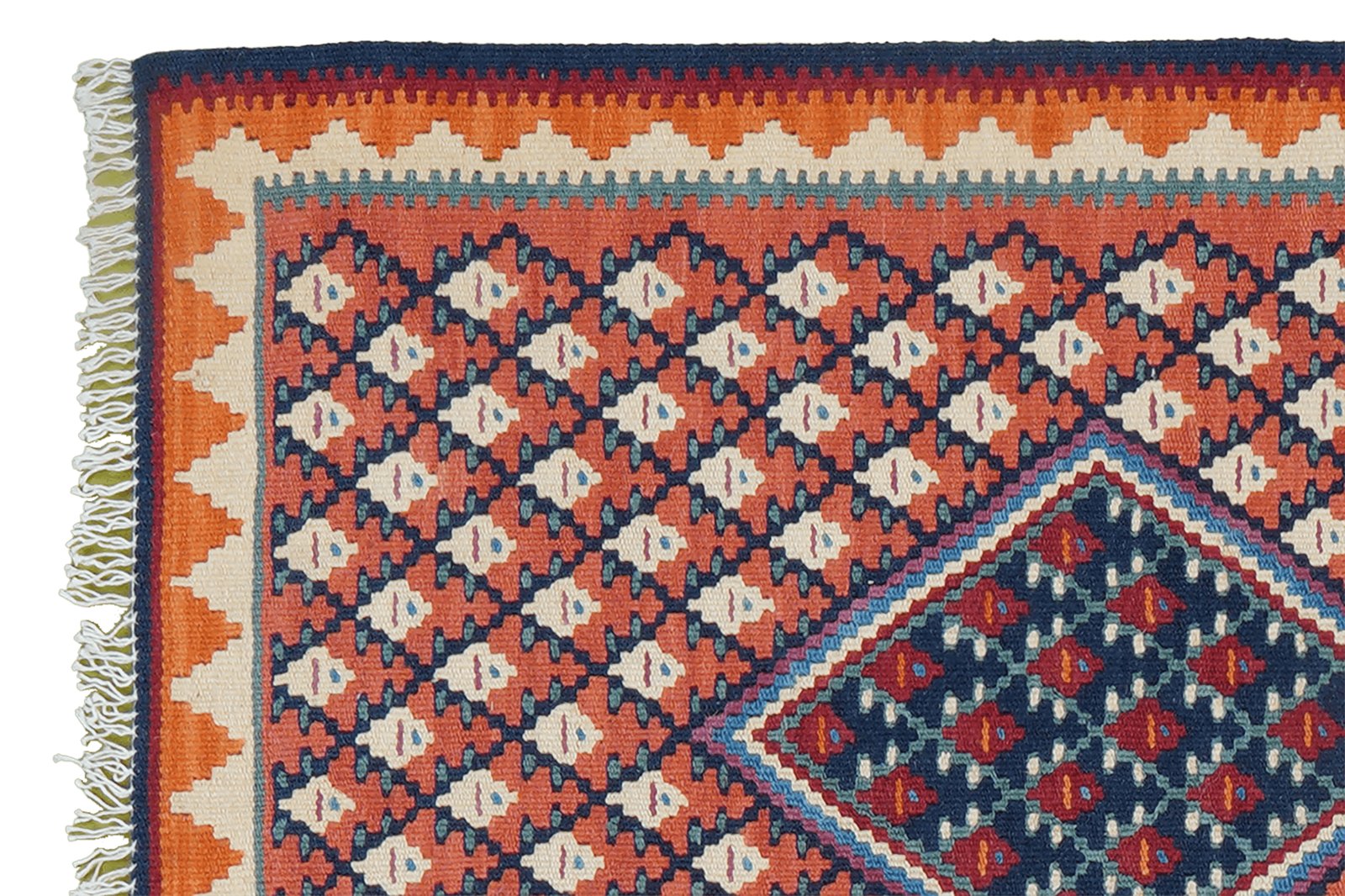 Kelim Senneh — Handmade, 62x88 cm, Red, 100% Virgin Wool | View 3