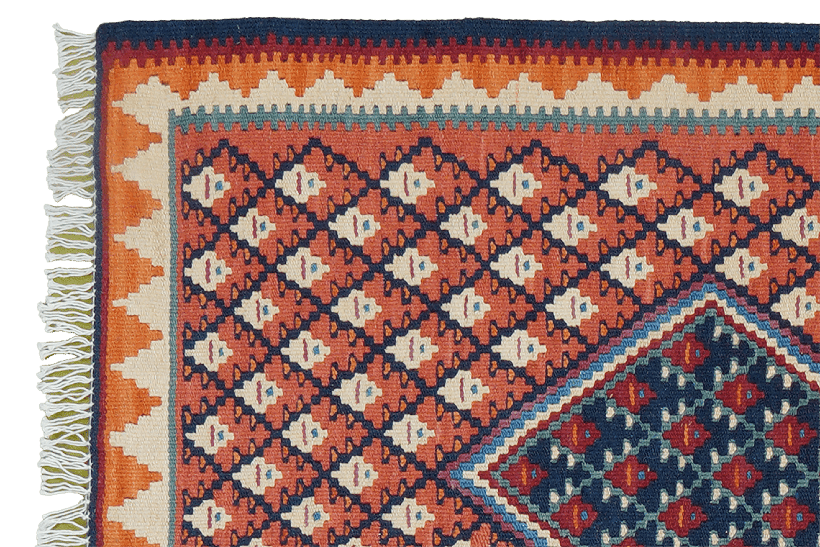 Kelim Senneh — Handmade, 62x85 cm, Red, 100% Virgin Wool | View 3
