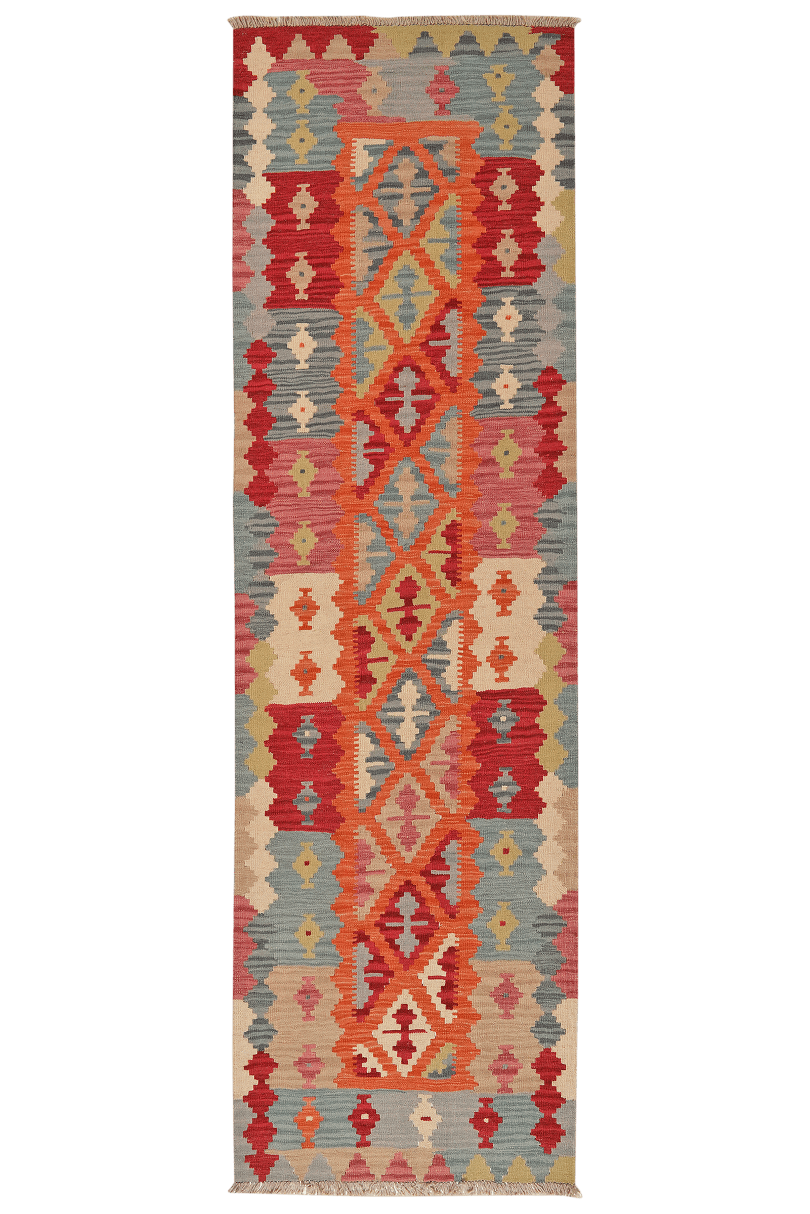 Kelim Gashgai — Handmade, 86x287 cm, Orange, 100% Virgin Wool | Main view