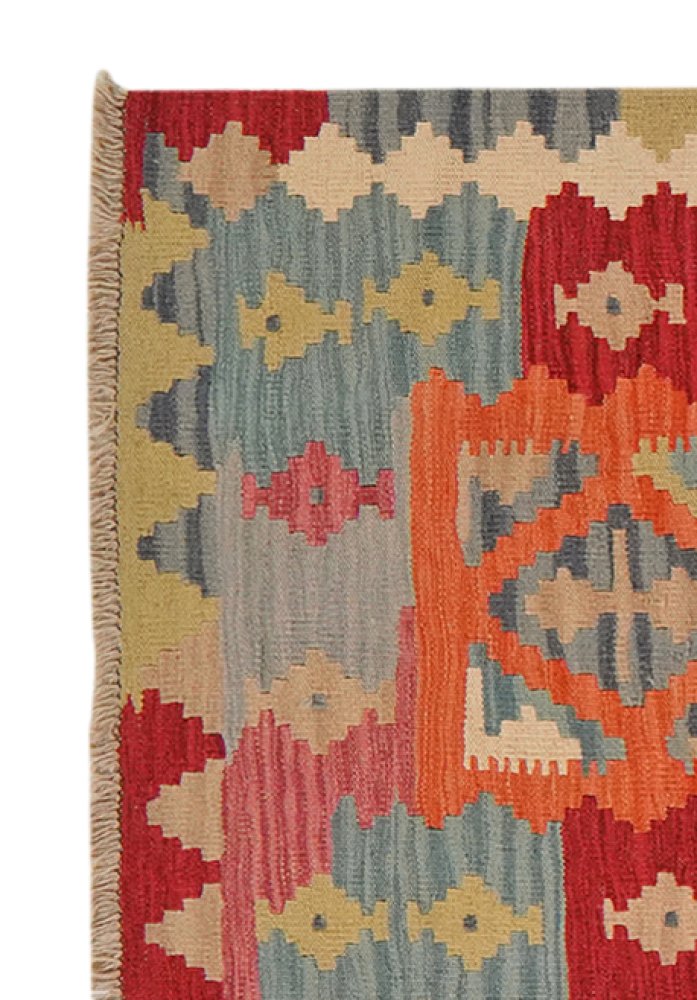 Kelim Gashgai — Handmade, 86x287 cm, Orange, 100% Virgin Wool | View 3