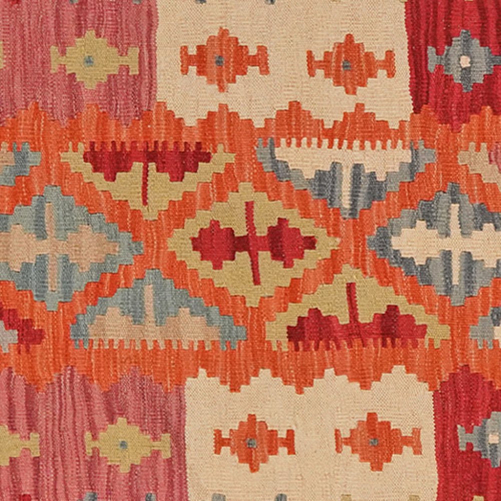 Kelim Gashgai — Handmade, 86x287 cm, Orange, 100% Virgin Wool | View 4