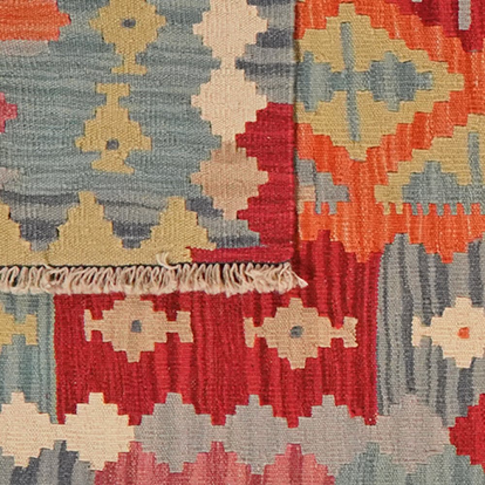 Kelim Gashgai — Handmade, 86x287 cm, Orange, 100% Virgin Wool | View 6