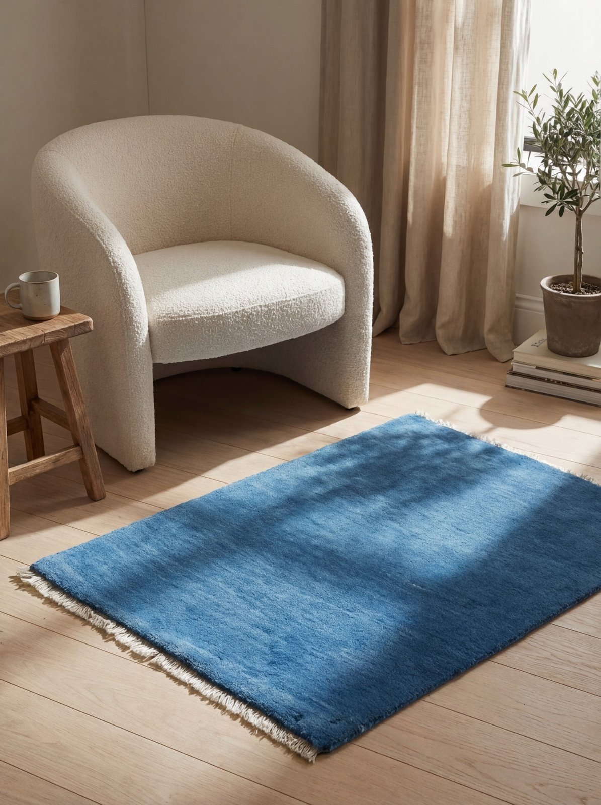 Gabbeh — Hand-knotted, 63x89 cm, Blue, 100% Virgin Wool | Detail view