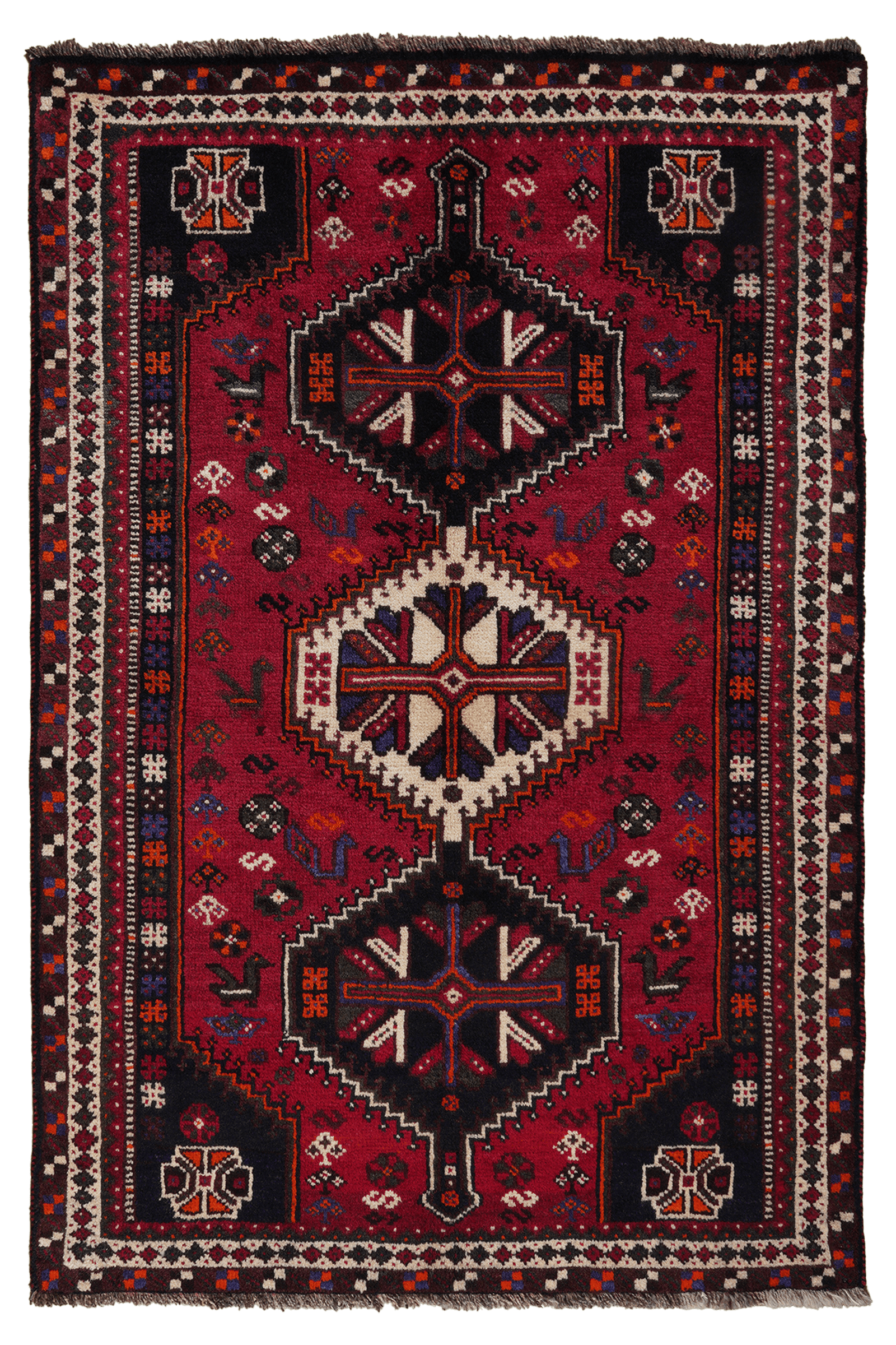 Gashgai — Hand-knotted, 113x168 cm, Red, 100% Virgin Wool | Main view
