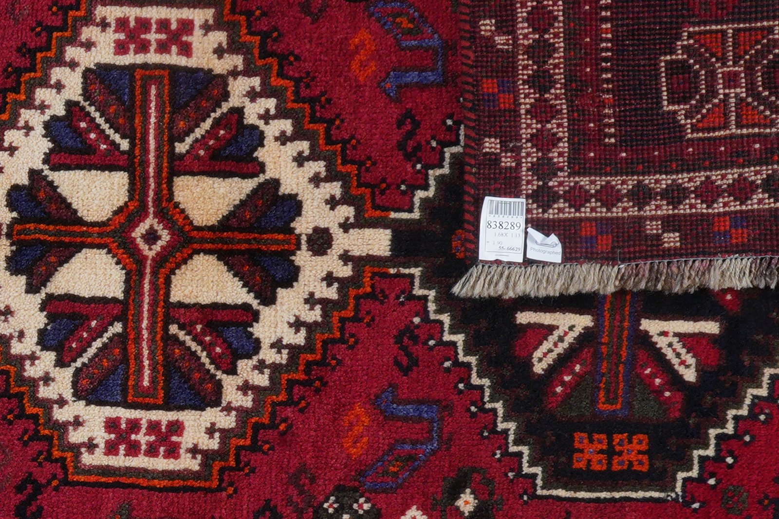 Gashgai — Hand-knotted, 113x168 cm, Red, 100% Virgin Wool | View 6