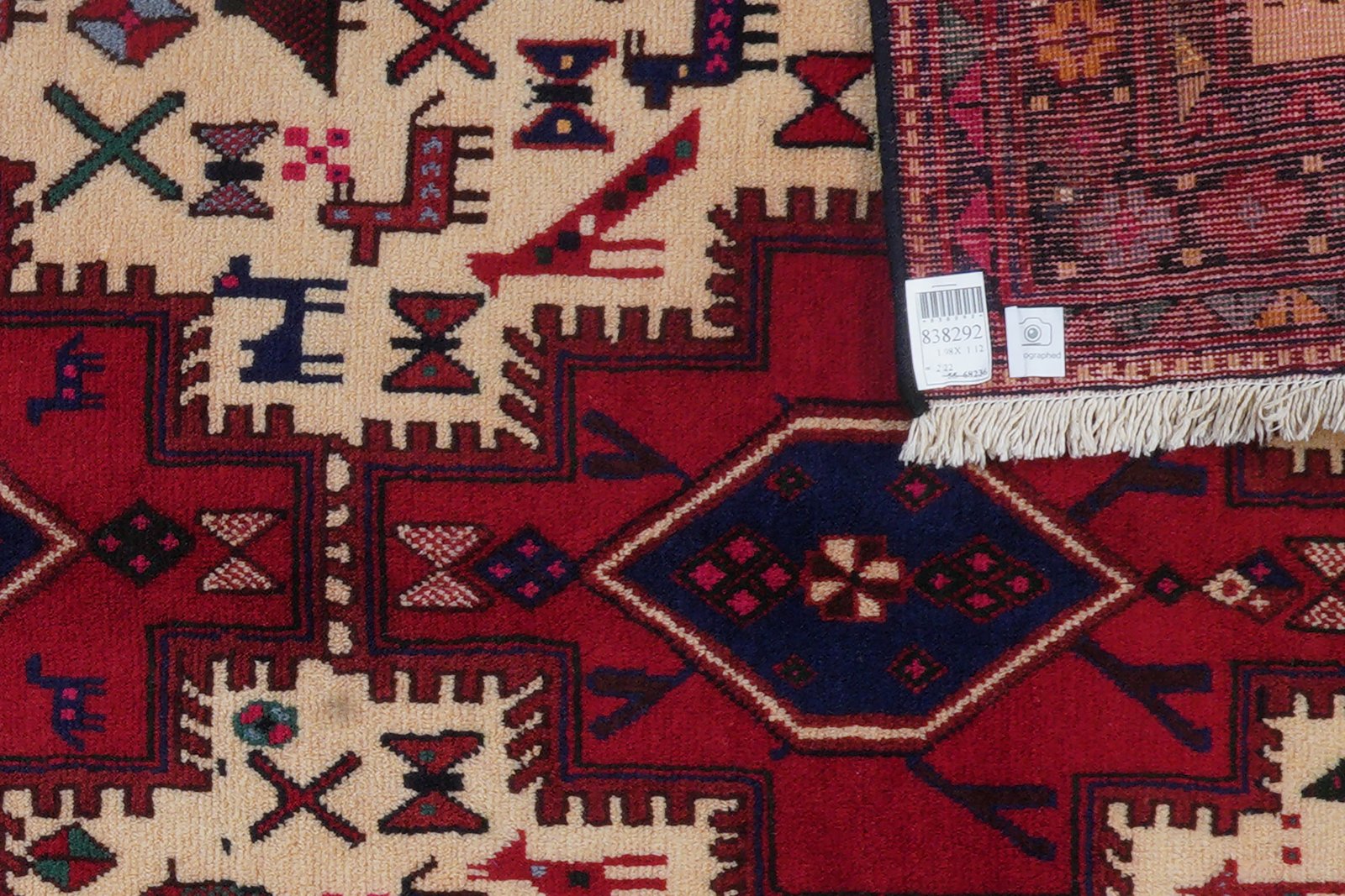 Afshar — Hand-knotted, 112x198 cm, Beige, 100% Virgin Wool | View 6