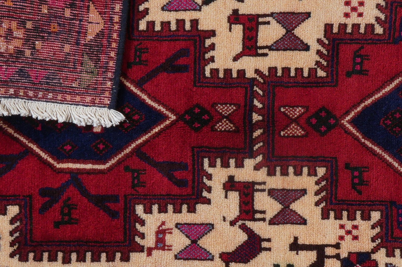 Afshar — Hand-knotted, 112x198 cm, Beige, 100% Virgin Wool | View 8