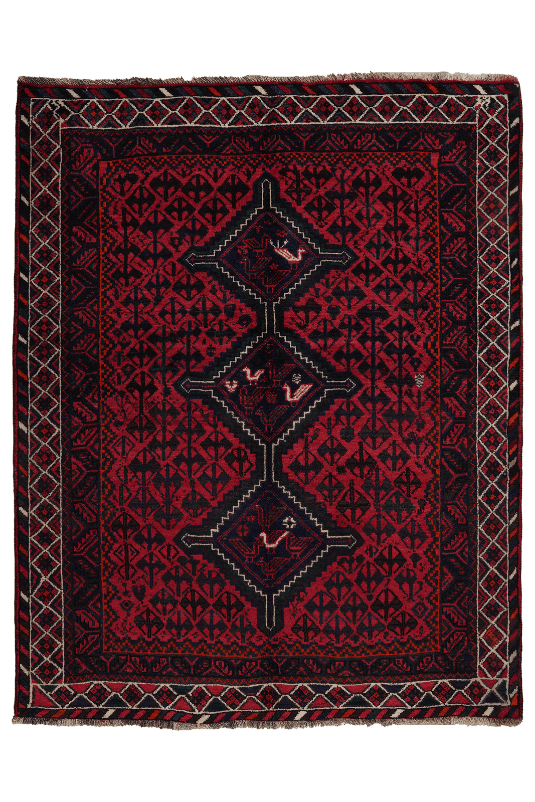 Gashgai — Hand-knotted, 162x202 cm, Red, 100% Virgin Wool | Main view