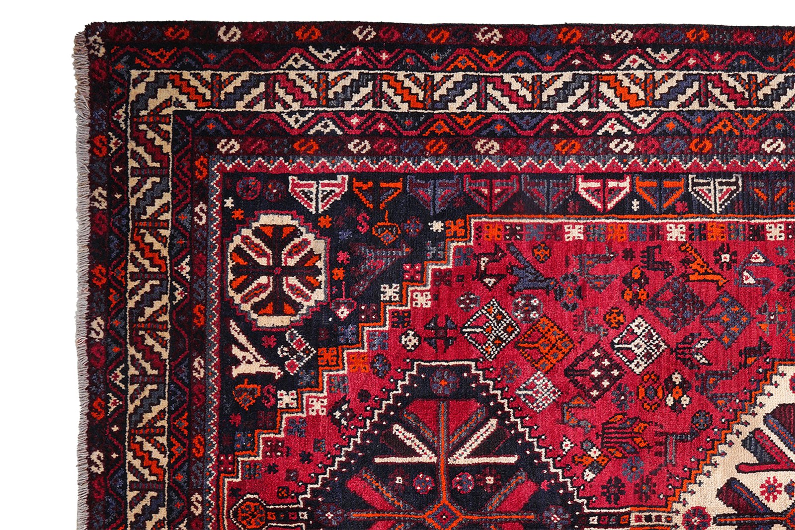 Gashgai — Hand-knotted, 210x293 cm, Red, 100% Virgin Wool | View 3