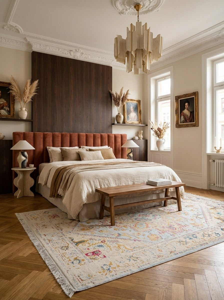 Paradayda — Hand-knotted, 202x292 cm, Beige, 70% Baumwolle, 30% Viskose | Back view