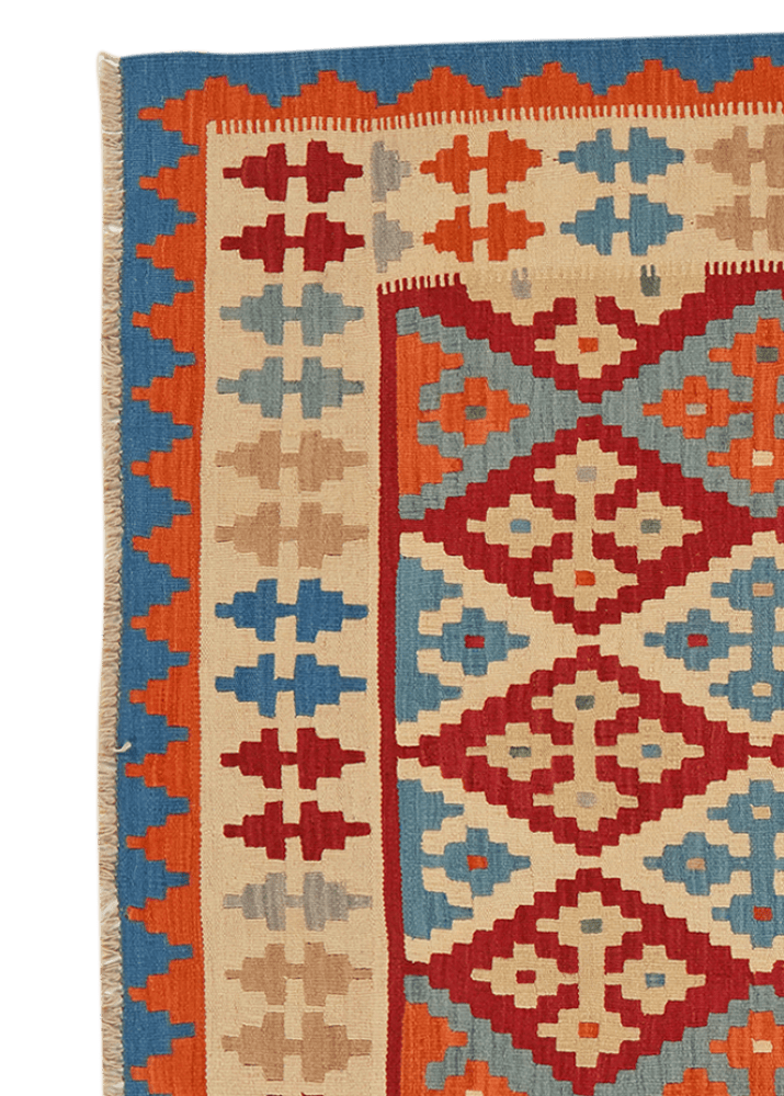 Kelim Gashgai — Handmade, 159x202 cm, Red, 100% Virgin Wool | View 3