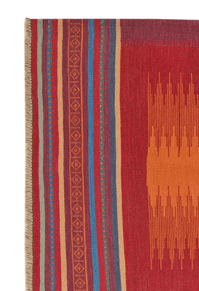 Kelim Gashgai — Handmade, 107x249 cm, Orange, 100% Virgin Wool | View 3