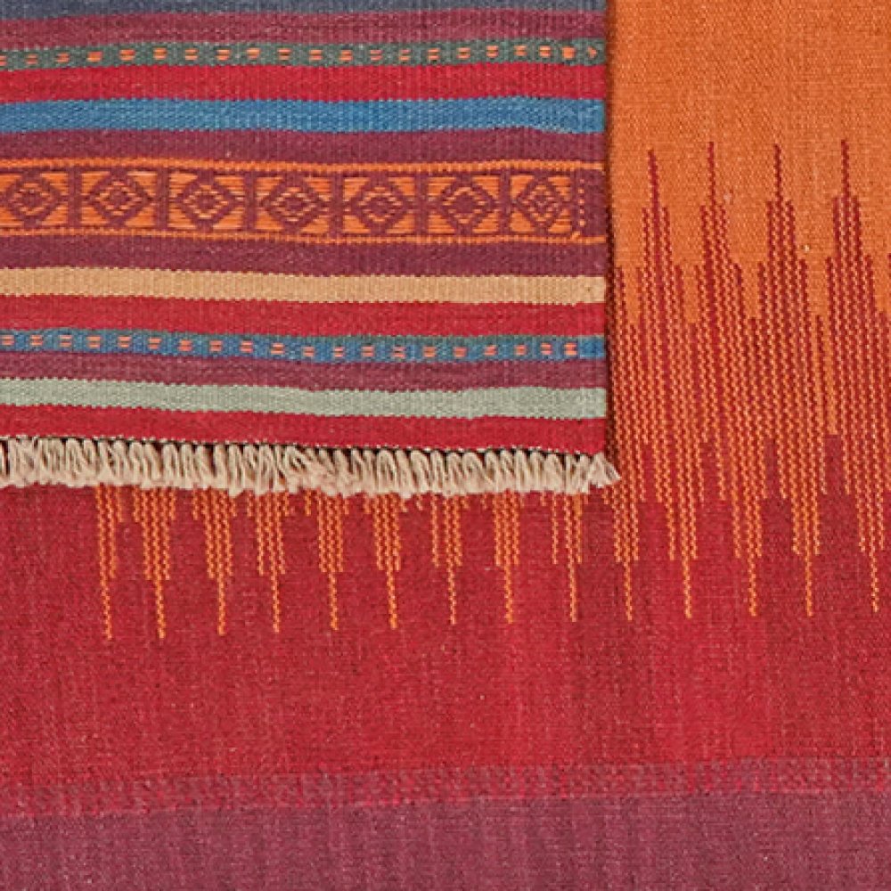 Kelim Gashgai — Handmade, 107x249 cm, Orange, 100% Virgin Wool | View 6