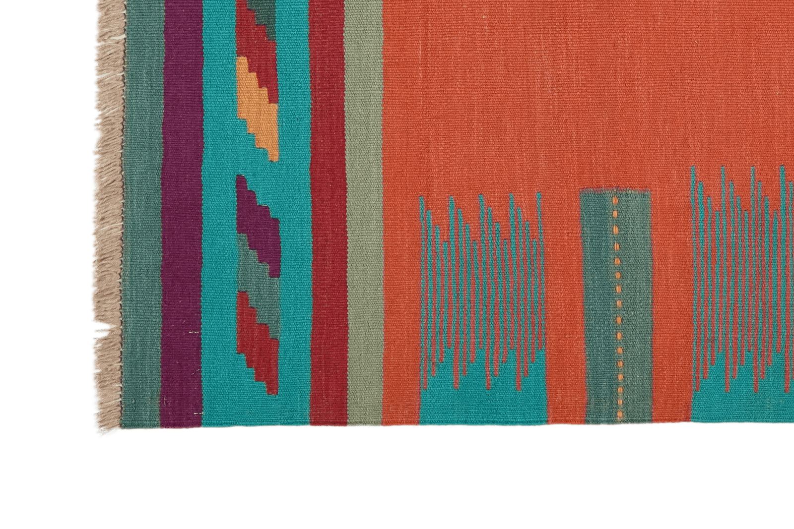 Kelim Gashgai — Handmade, 127x151 cm, Red, 100% Virgin Wool | View 3