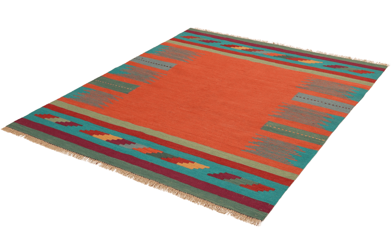 Kelim Gashgai — Handmade, 127x151 cm, Red, 100% Virgin Wool | View 6