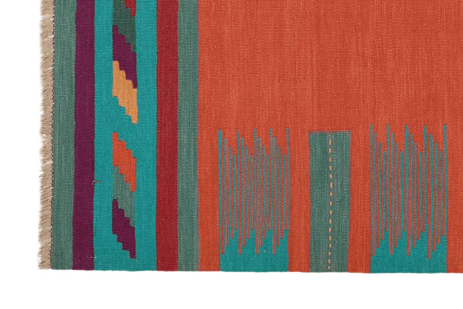 Kelim Gashgai — Handmade, 129x145 cm, Red, 100% Virgin Wool | View 3