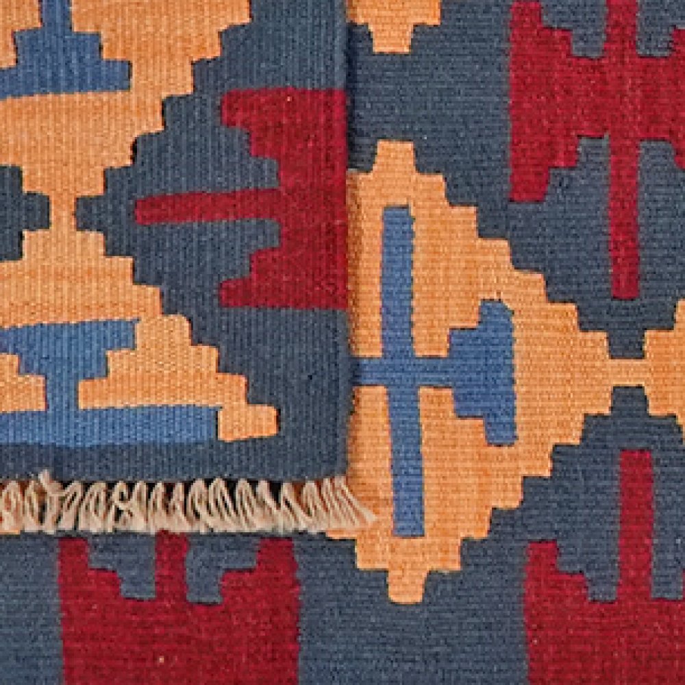 Kelim Gashgai — Handmade, 66x201 cm, Blue, 100% Virgin Wool | View 6