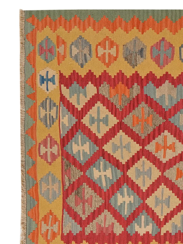 Kelim Gashgai — Handmade, 172x235 cm, Red, 100% Virgin Wool | View 3