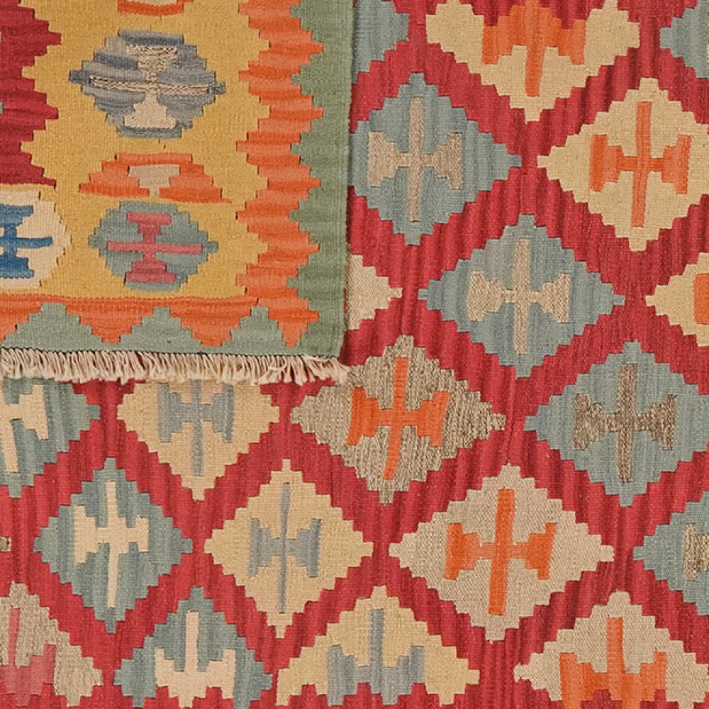 Kelim Gashgai — Handmade, 172x235 cm, Red, 100% Virgin Wool | View 6