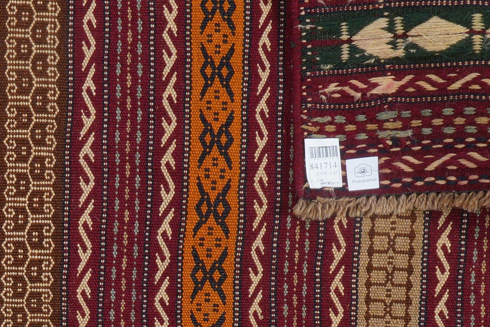 Kelim Kordi — Handmade, 147x203 cm, Violett, 100% Virgin Wool | View 5