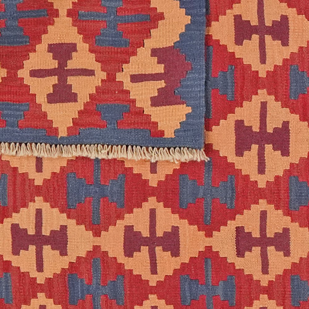 Kelim Gashgai — Handmade, 156x195 cm, Red, 100% Virgin Wool | View 6