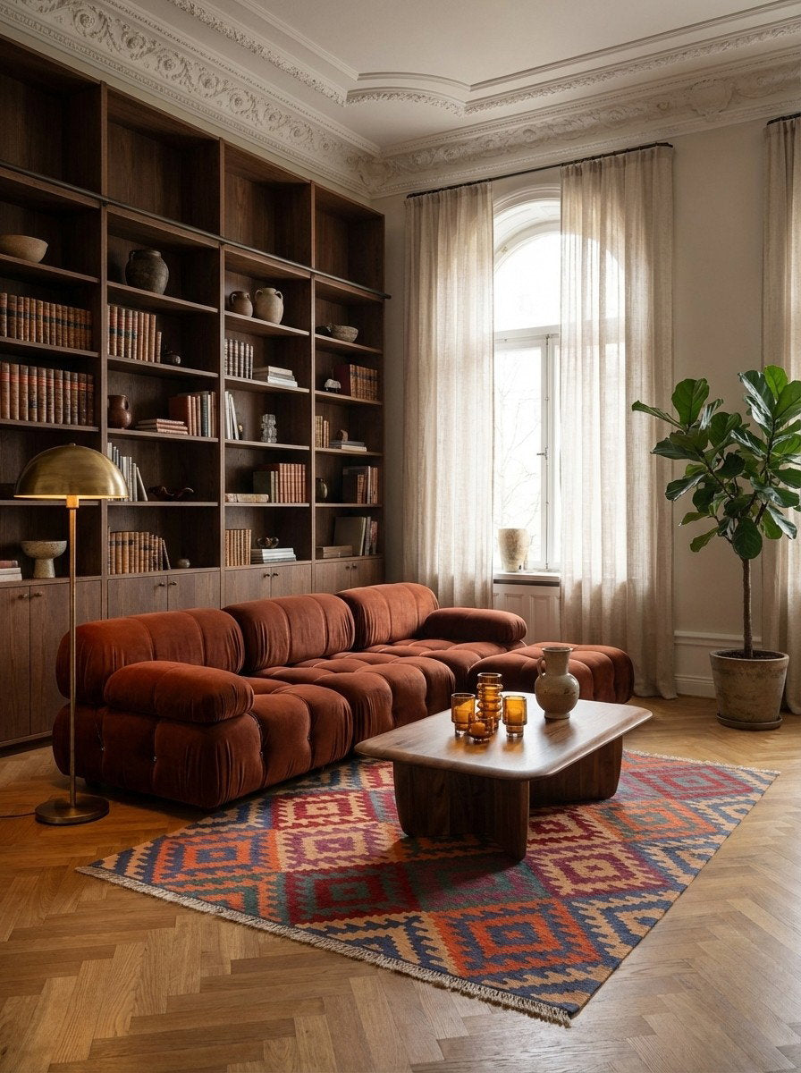 Kelim Gashgai — Handgefertigt, 197x152 cm, Bunt, 100% Virgin Wool | Back view