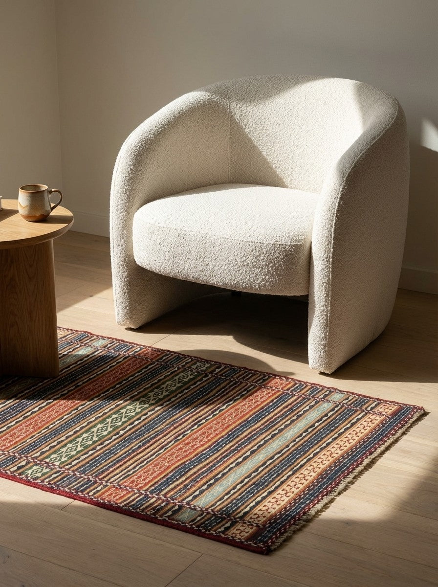 Kelim Kordi — Handmade, 101x146 cm, Multicolor, 100% Virgin Wool | Detail view