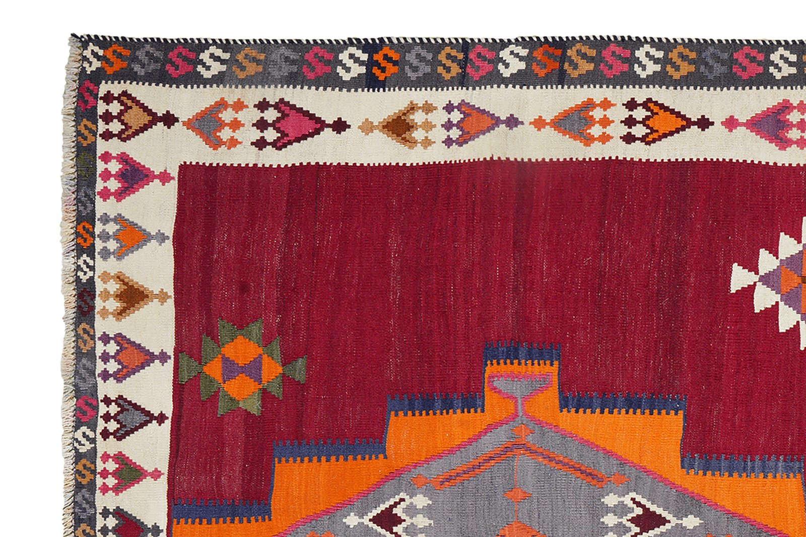 Kelim Gashgai Old — Handmade, 150x257 cm, Red, 100% Virgin Wool | View 3