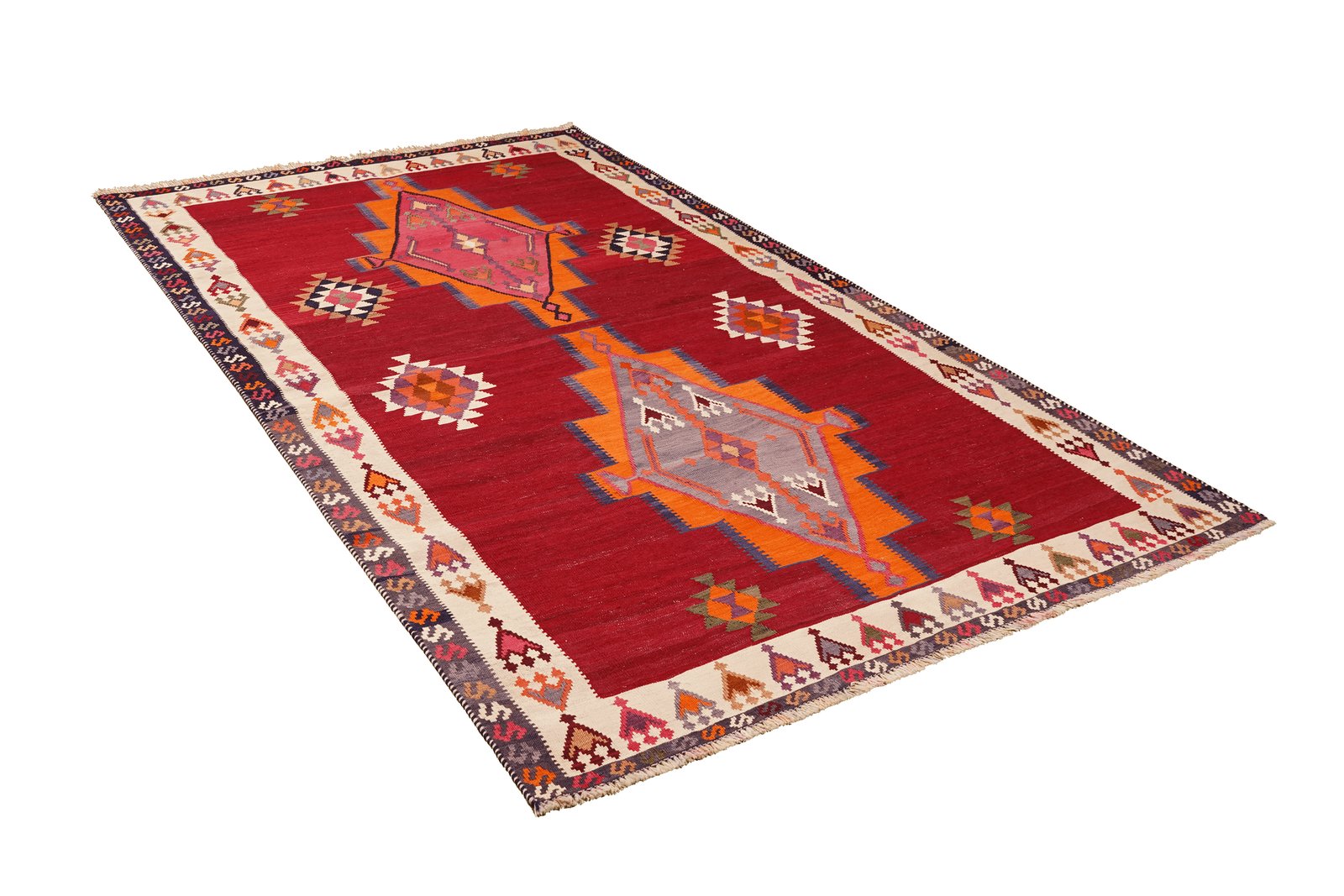 Kelim Gashgai Old — Handmade, 150x257 cm, Red, 100% Virgin Wool | View 4