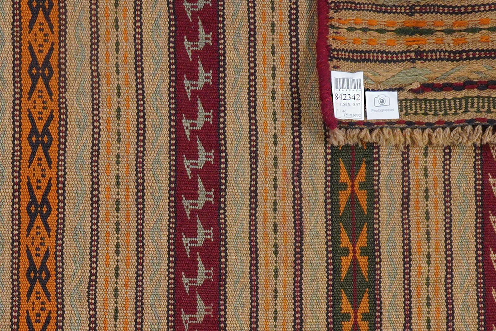 Kelim Kordi — Handmade, 97x150 cm, Beige, 100% Virgin Wool | View 5