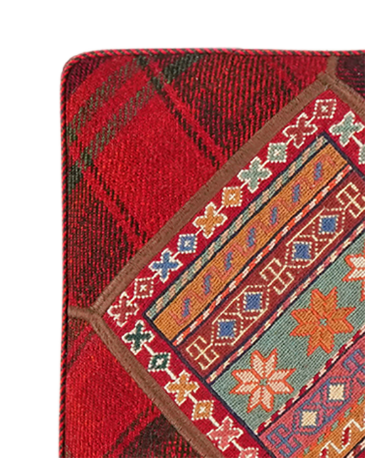 Kelim Pouf — Handgefertigt, 47x47 cm, Bunt, 100% Virgin Wool | Detail view