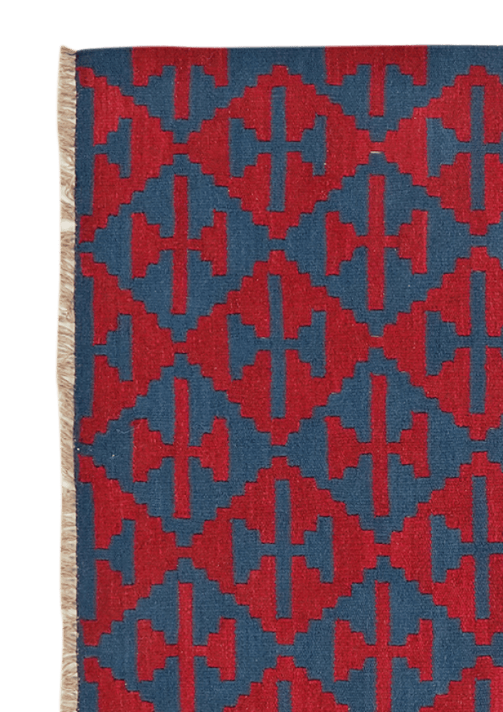 Kelim Gashgai — Handmade, 123x184 cm, Blue, 100% Virgin Wool | View 3
