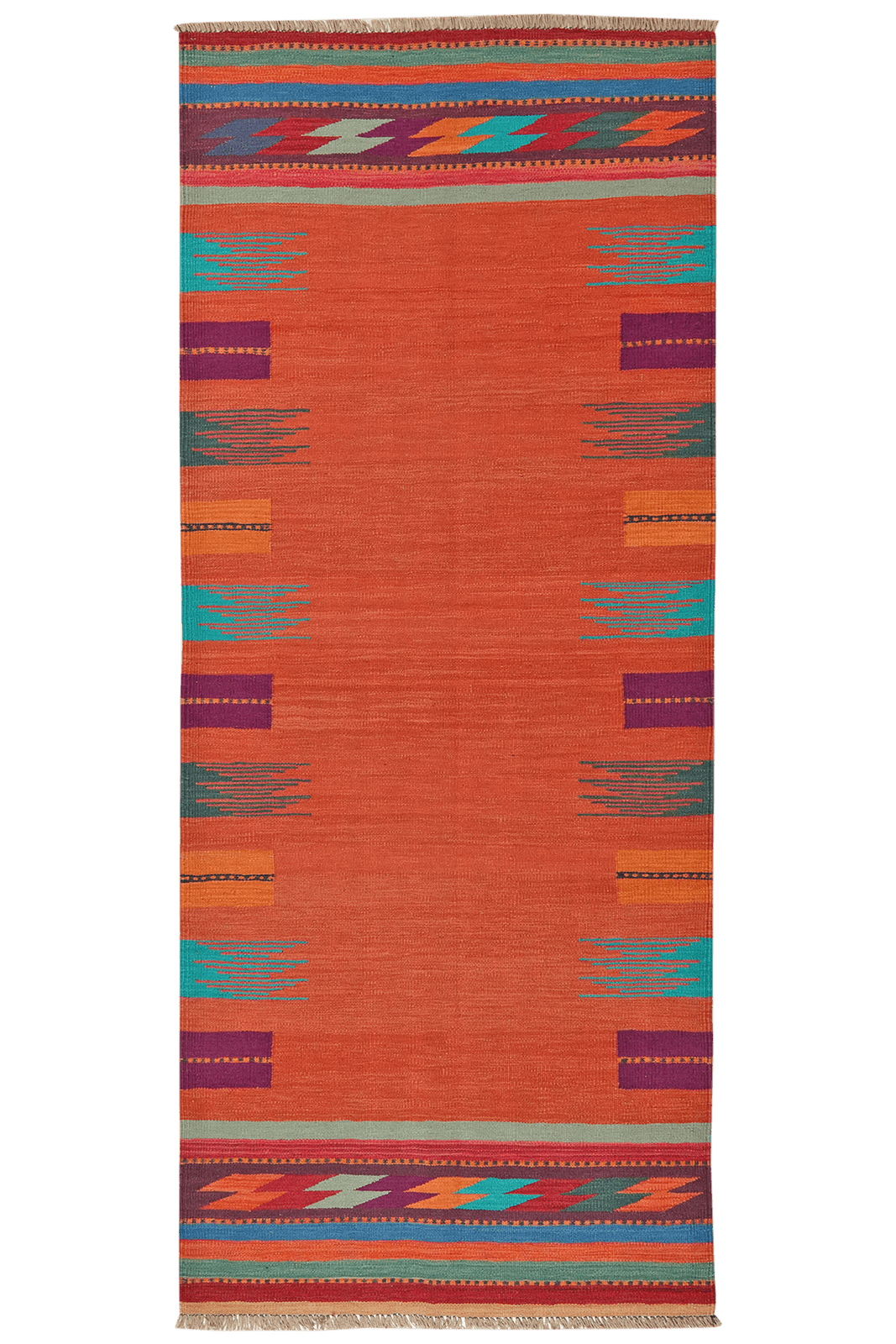 Kelim Gashgai — Handmade, 102x243 cm, Red, 100% Virgin Wool | Main view