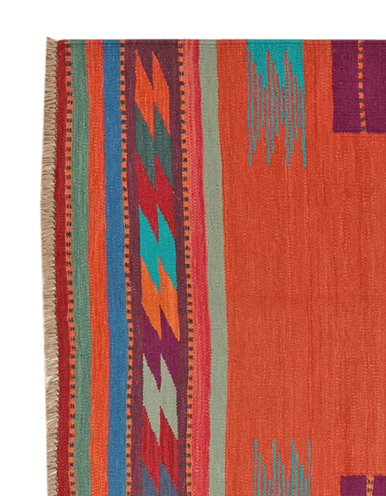 Kelim Gashgai — Handmade, 102x243 cm, Red, 100% Virgin Wool | View 3