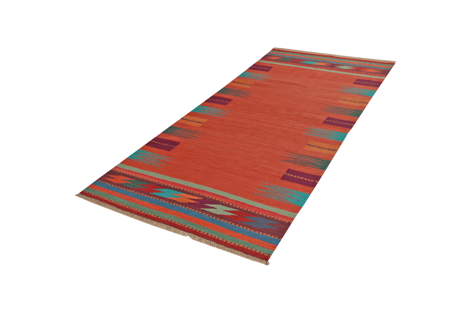 Kelim Gashgai — Handmade, 102x243 cm, Red, 100% Virgin Wool | View 5