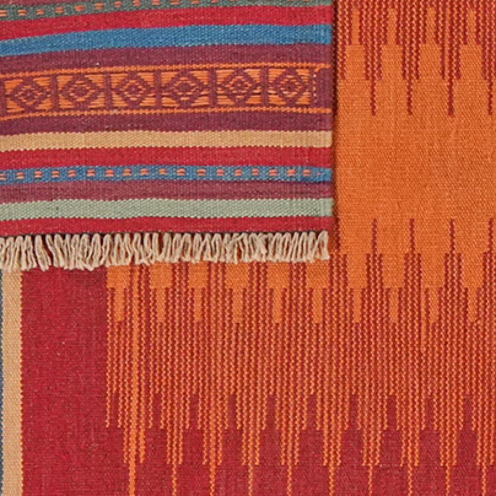 Kelim Gashgai — Handmade, 107x248 cm, Orange, 100% Virgin Wool | View 6