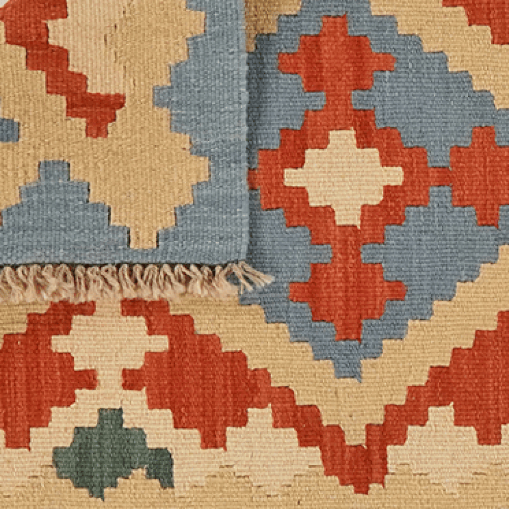 Kelim Gashgai — Handmade, 66x92 cm, Blue, 100% Virgin Wool | View 6