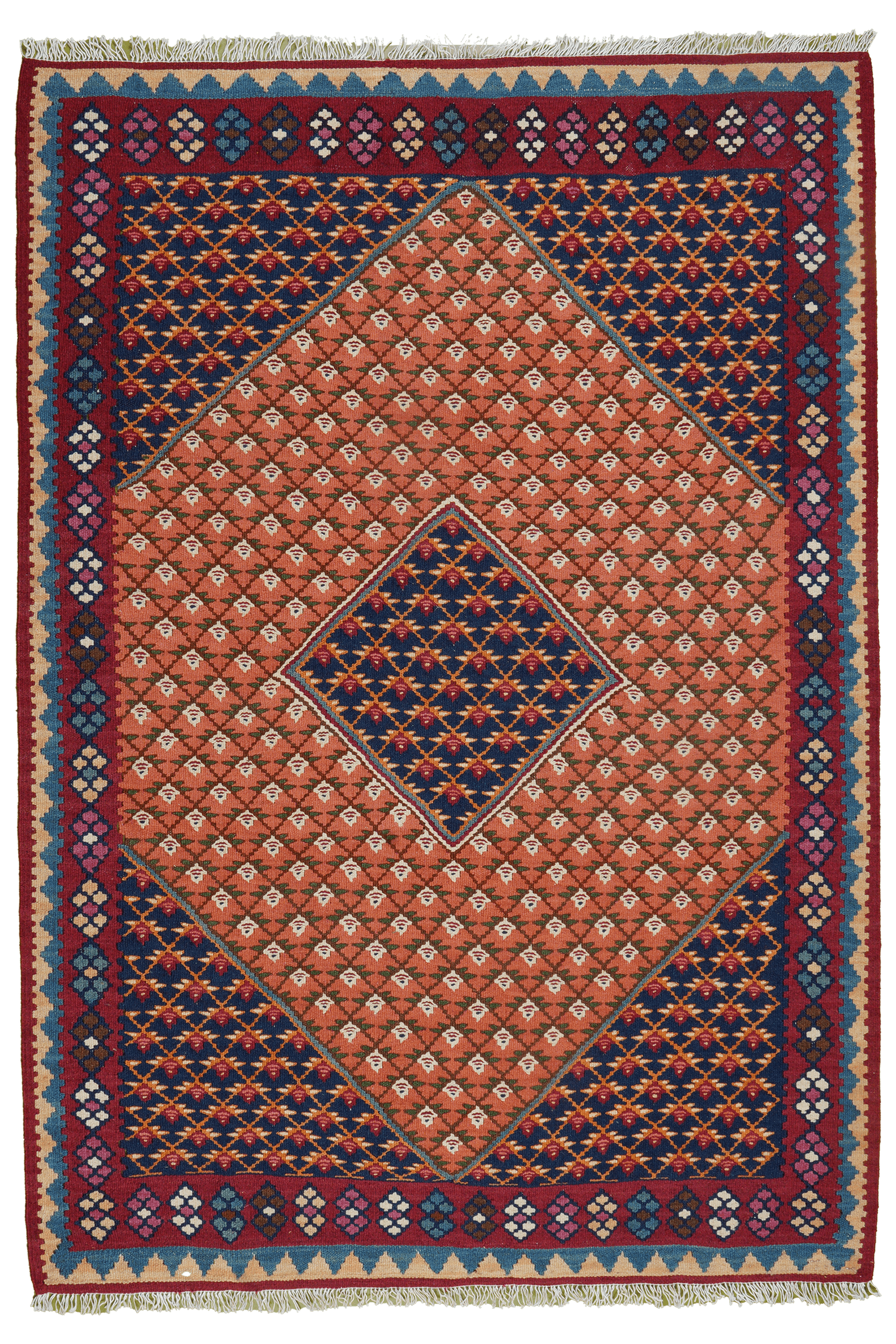 Kelim Senneh — Handgefertigt, 154x107 cm, Rot, 100% Virgin Wool | Main view