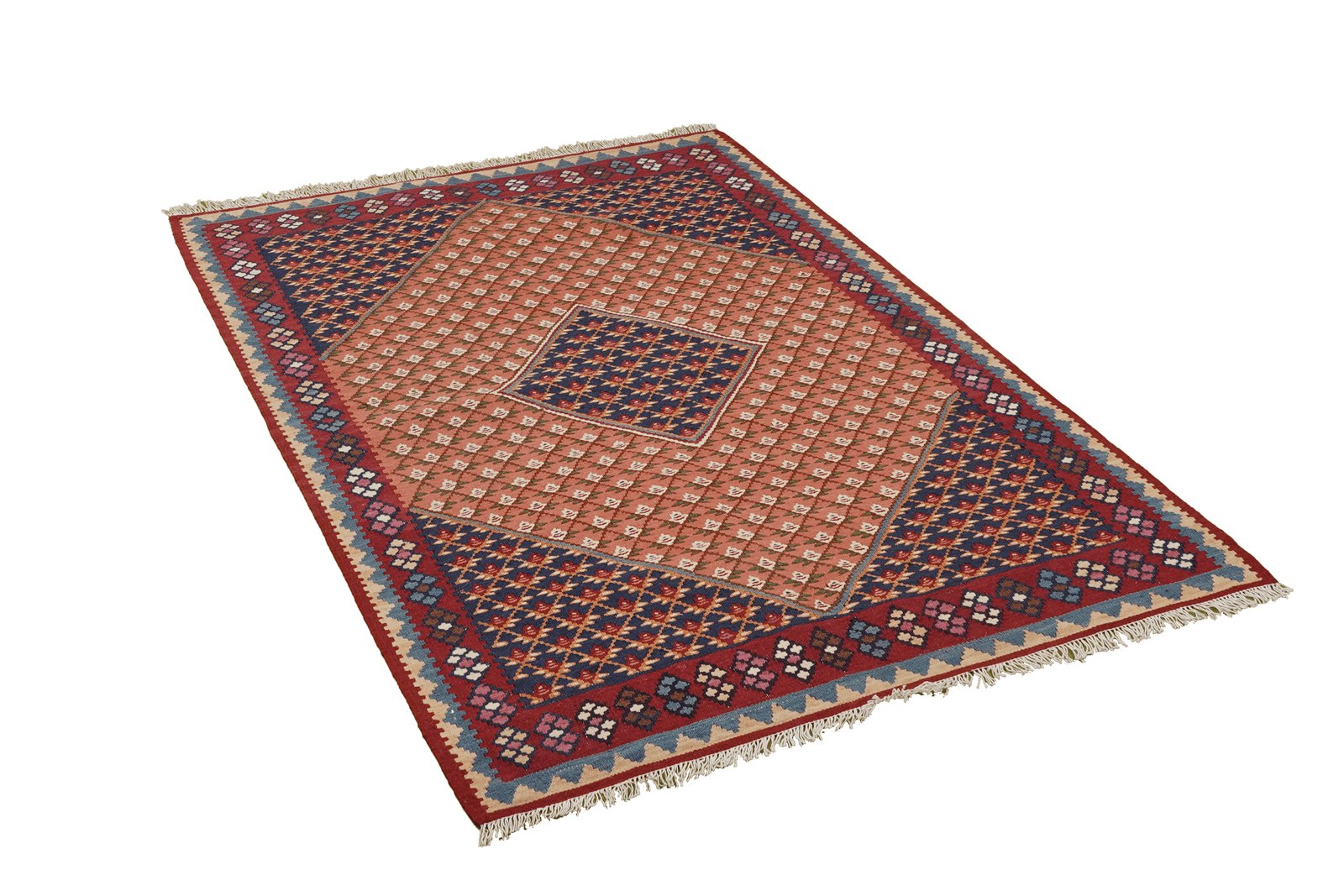 Kelim Senneh — Handmade, 107x154 cm, Orange, 100% Virgin Wool | View 4