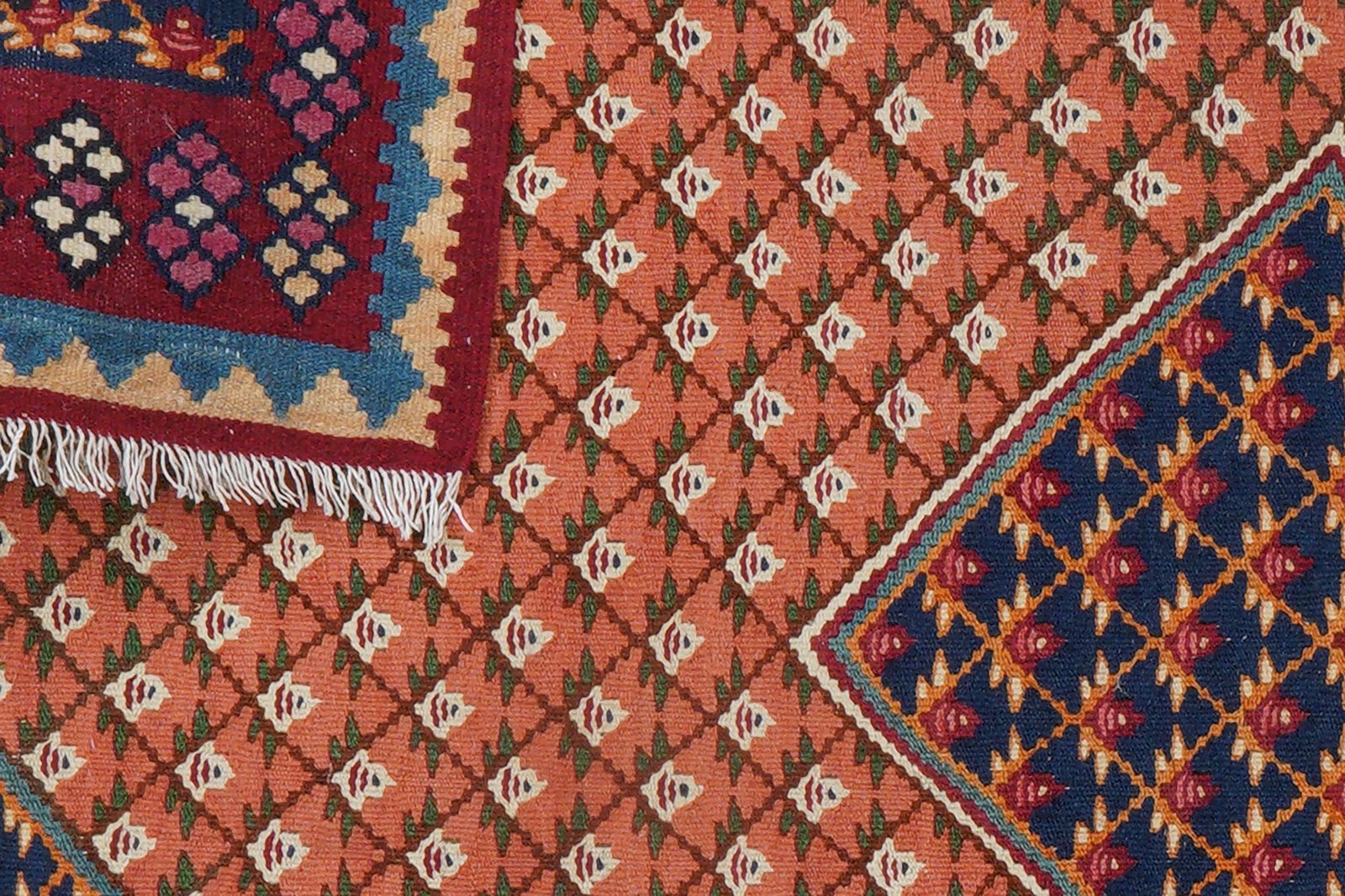 Kelim Senneh — Handmade, 107x154 cm, Orange, 100% Virgin Wool | View 7