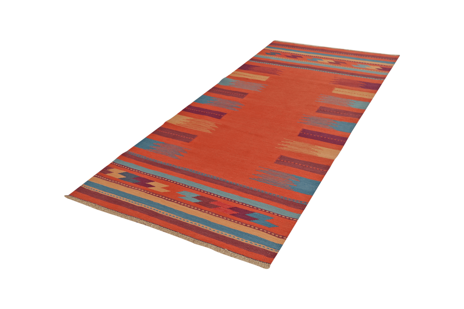 Kelim Gashgai — Handmade, 107x246 cm, Red, 100% Virgin Wool | View 5