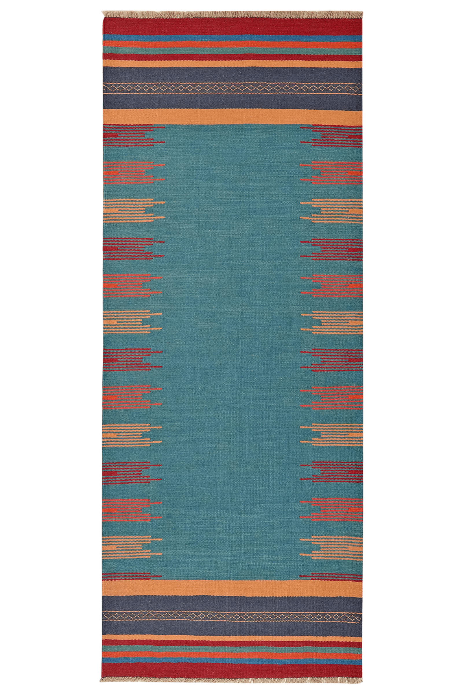 Kelim Gashgai — Handmade, 101x250 cm, Blue, 100% Virgin Wool | Main view