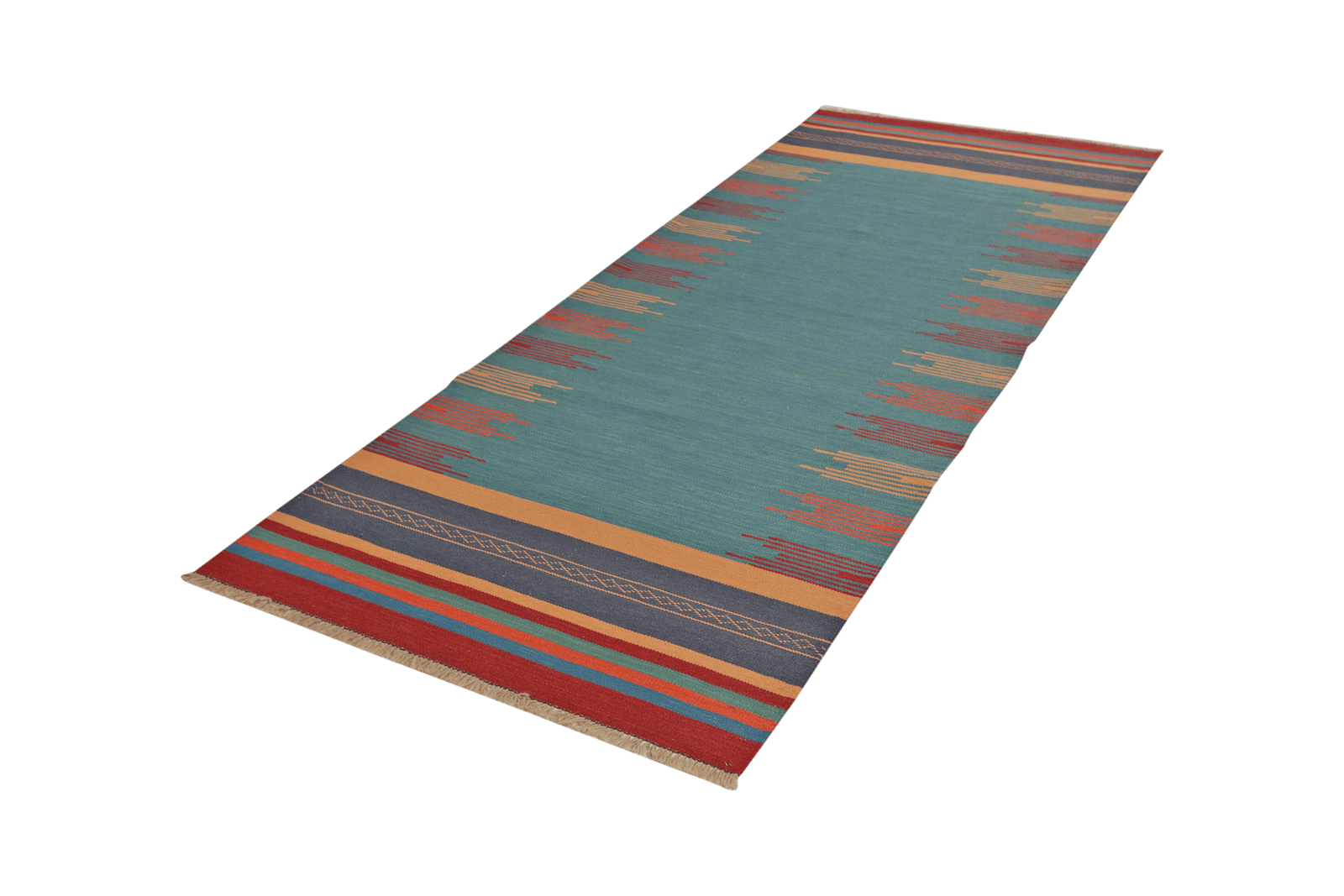 Kelim Gashgai — Handmade, 101x250 cm, Blue, 100% Virgin Wool | View 5
